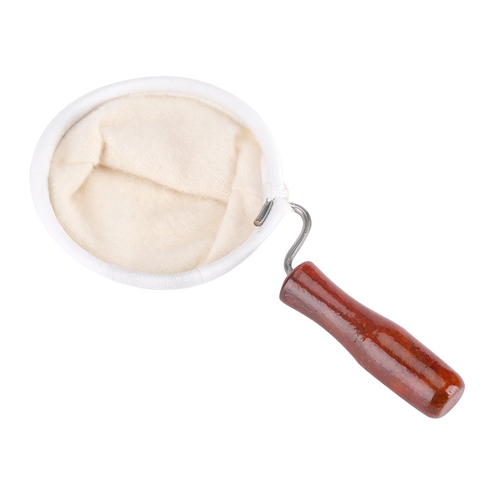 Reusable Flannel Coffee Filter with Wood Handle - Eco-Friendly Handmade Coffee Strainer for Pour Over & French Press - Perfect for Home Brewing & Camping (Small)