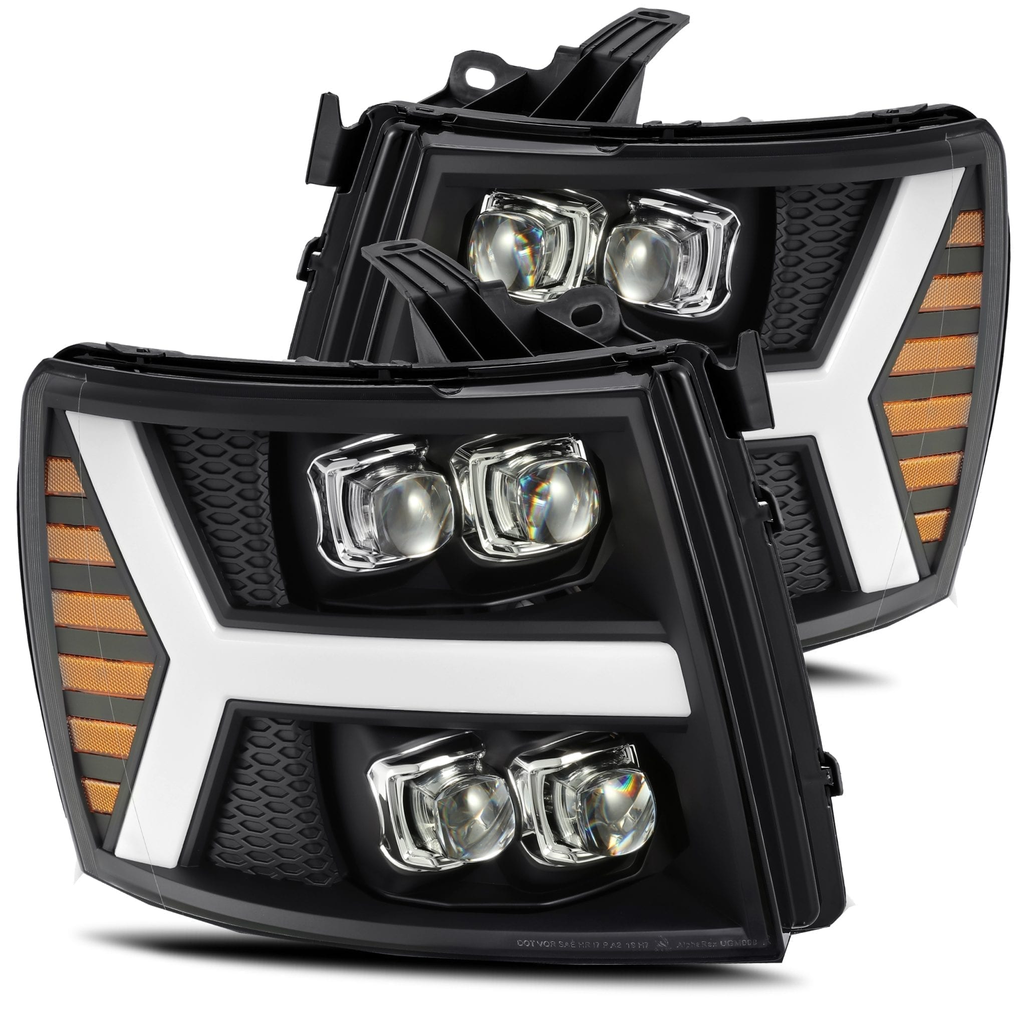 2007-2013 Chevrolet Silverado NOVA Series LED Projector Headlights - Black Housing - Alpha Rex 880209 - Upgrade for Night Driving & Off-Road Adventures