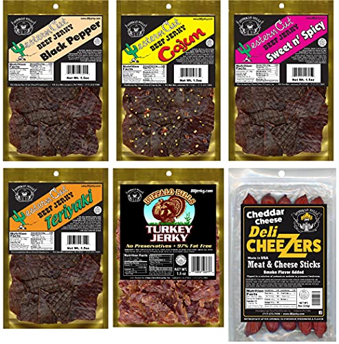 Buffalo Bills Multi-Brand 25-Piece Meat Sampler Gift Set - Beef Jerky, Turkey Jerky & Assorted Snacks for Sports Fans, Camping & Road Trips