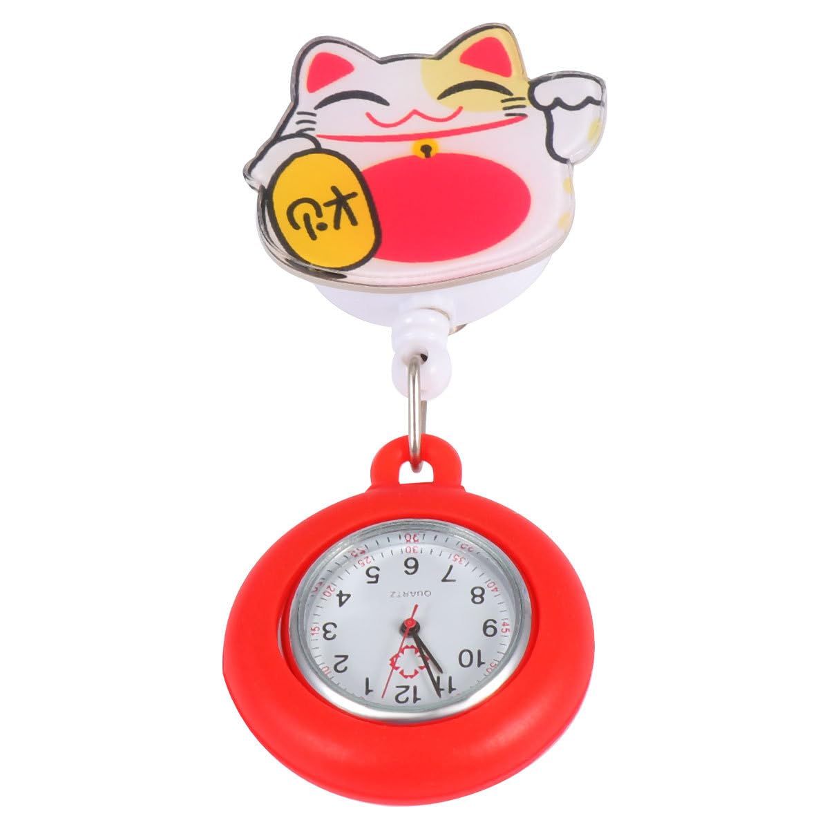 Retractable Clip-On Pocket Watch with Second Hand - Cute Cat Design for Doctors, Nurses & Medical Professionals | Perfect for Hospital Shifts, Clinical Use & Fashion Accessories