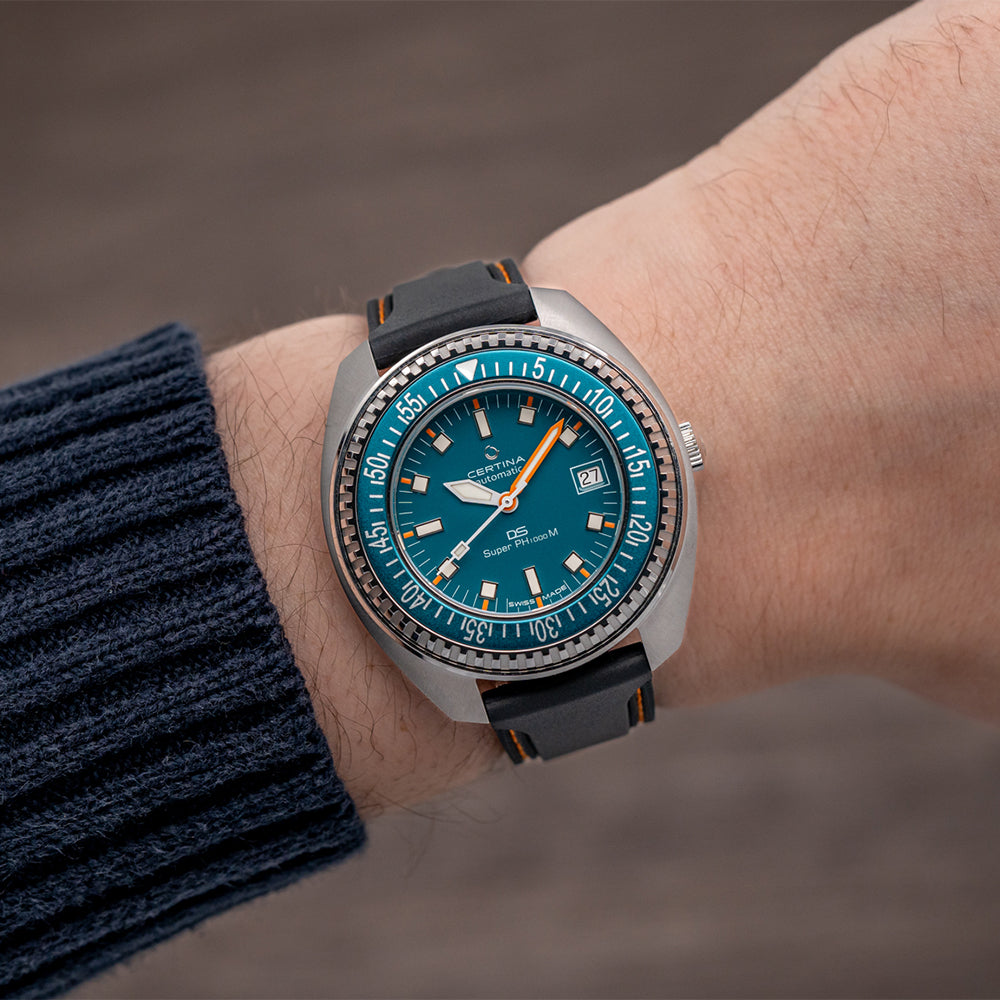 DS Super PH1000M STC 43.5mm Turquoise Dive Watch with Rubber Strap - Perfect for Scuba Diving, Water Sports & Everyday Wear