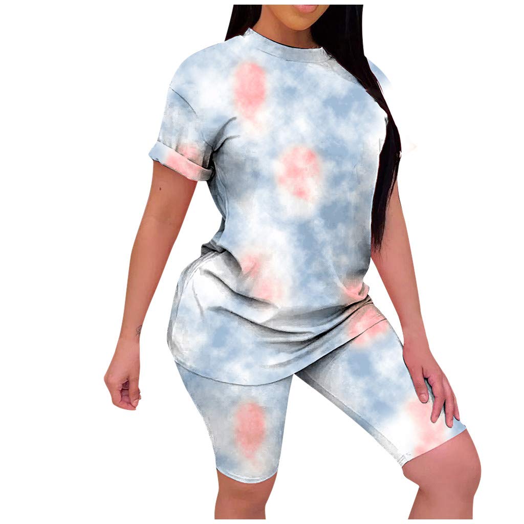 Colorful Tie Dye Women's 2-Piece Outfit Set - Casual T-Shirt & Joggers Tracksuit | Sportswear, Lounge Wear, Gym & Yoga Outfit for Women