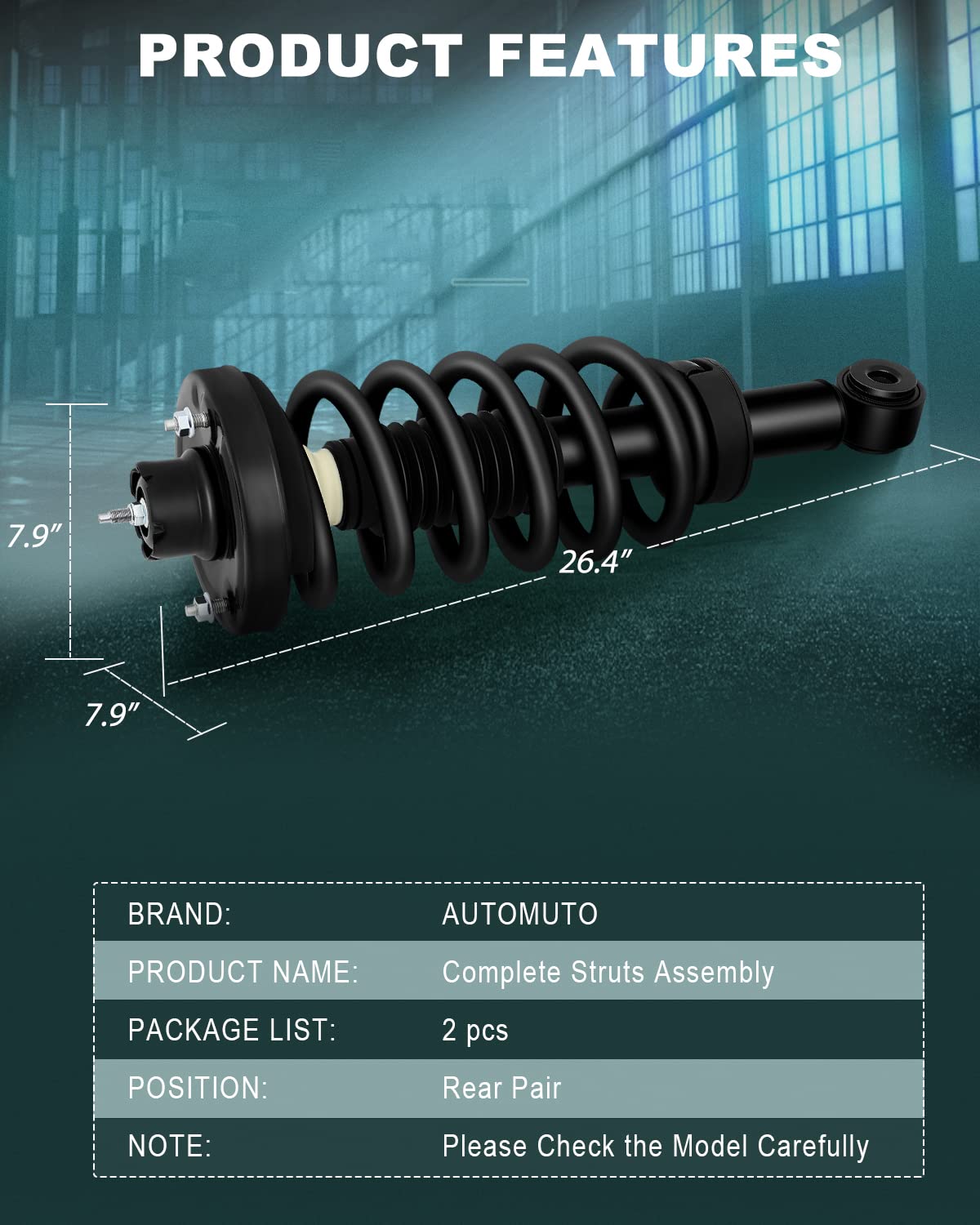 AUTOMUTO Quick-Strut Complete Strut Assembly - Compatible with 2003-2006 Ford Expedition & Lincoln Navigator - Front/Rear Suspension Replacement for Smooth Ride & Enhanced Handling - Perfect for Off-Roading, Towing & Daily Commuting