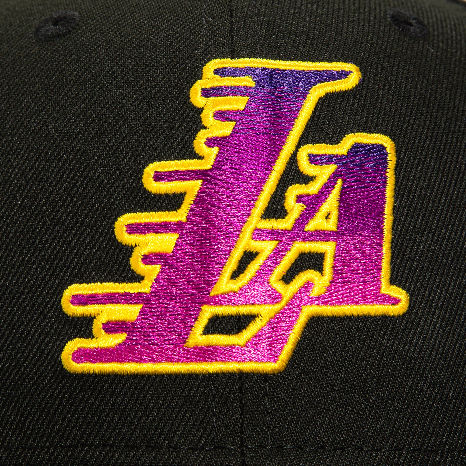 New Era 59Fifty Los Angeles Lakers Crown Logo Patch LA Gradient Snapback Hat - Black | Official NBA Basketball Cap for Men & Women | Perfect for Games, Streetwear & Lakers Fan Collection