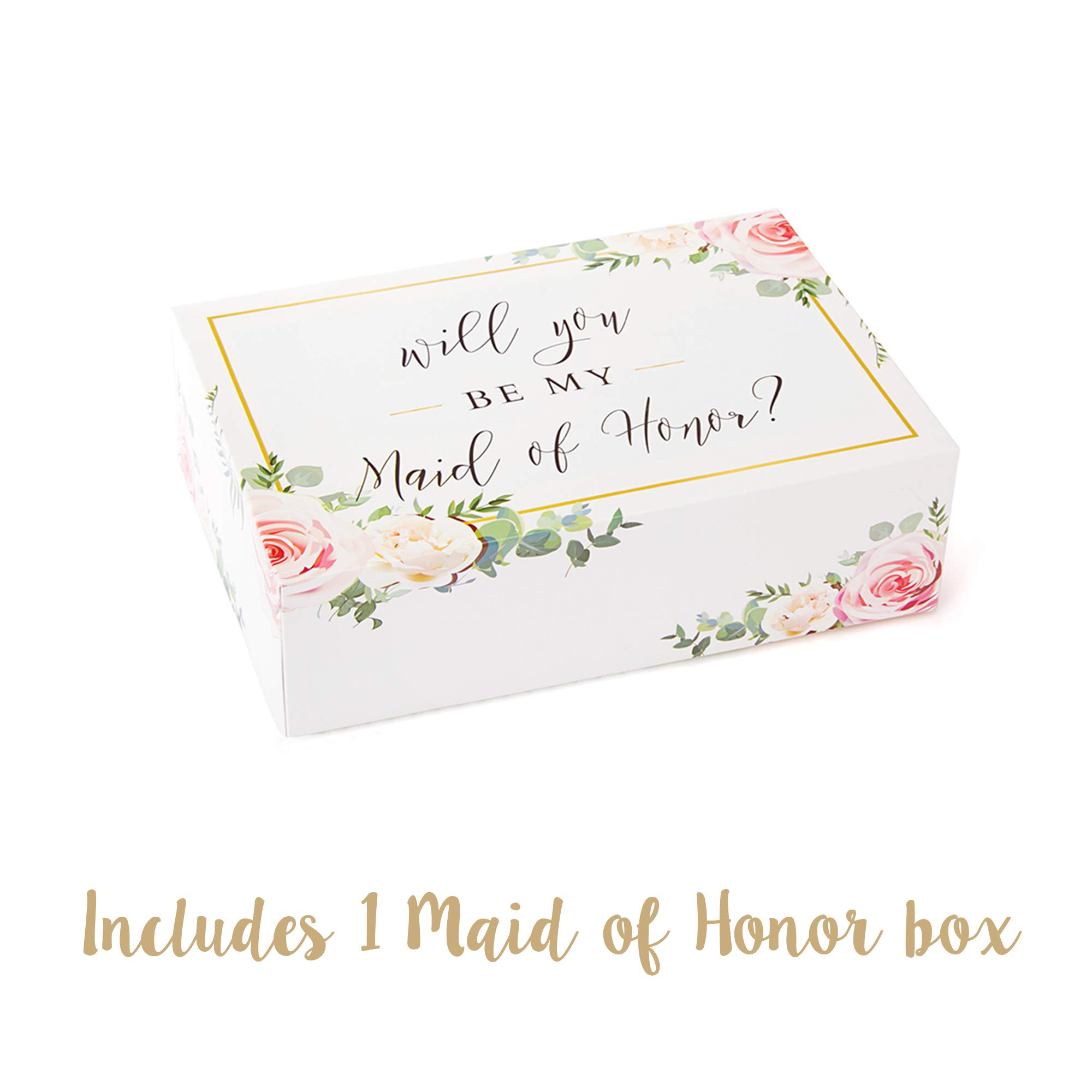 Bridesmaid Proposal Box Set (10 Pack) - 1 Maid of Honor Box & 9 Bridesmaid Proposal Boxes | Floral Wedding Party Gift Boxes for Bridesmaids, Bachelorette Parties & Wedding Planning