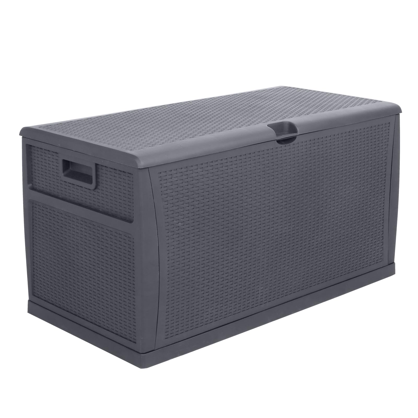 VINGLI Upgraded 120 Gallon Outdoor Storage Box with Lockable Lid - Waterproof Plastic Deck Box with Rattan Grain Surface for Patio, Garden, Pool, Balcony & Yard (Grey) | Perfect for Storing Cushions, Pool Toys & Seasonal Decorations