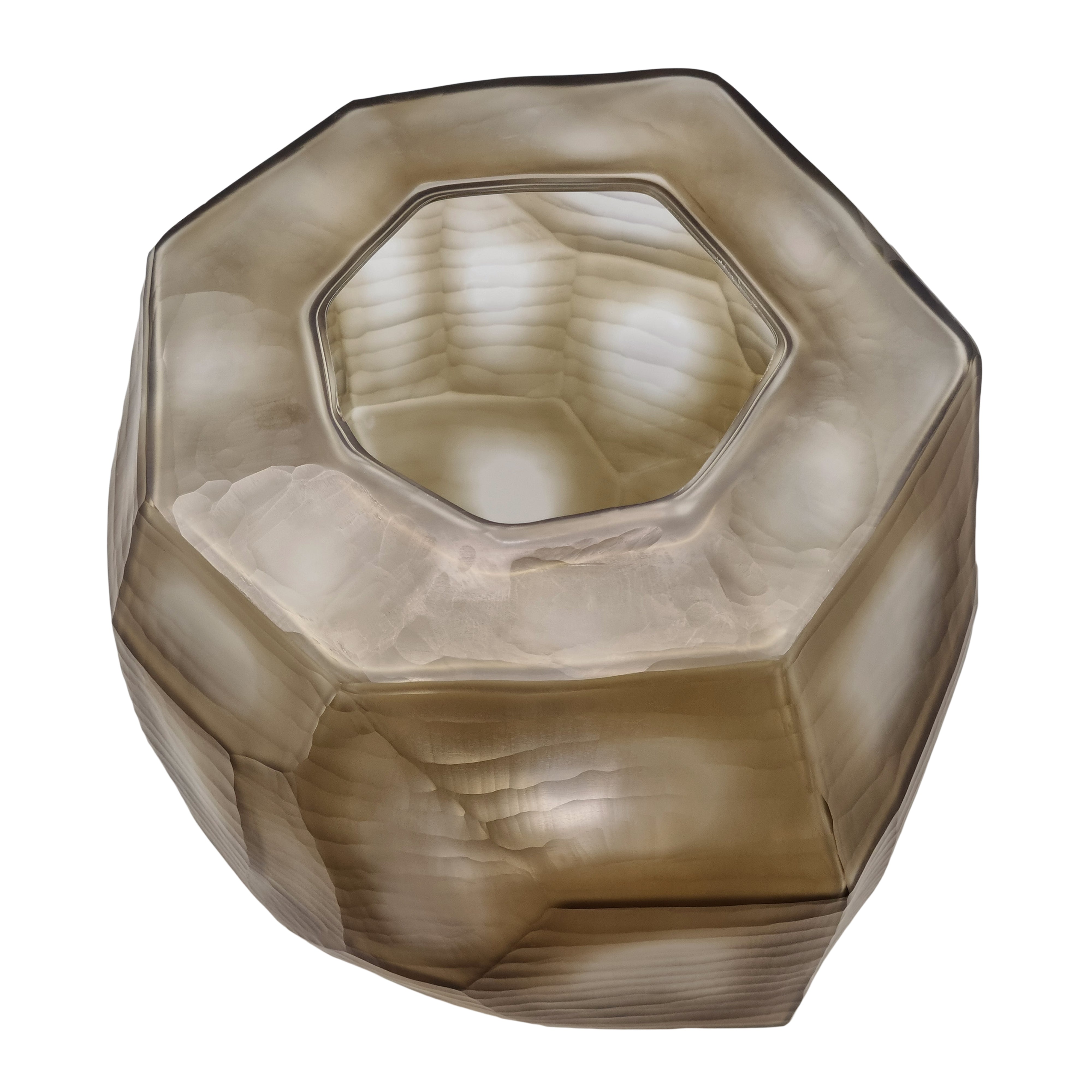 Sebastian Wide Glass Vase 28x30cm Smoke Grey - Elegant Home Decor for Centerpieces, Wedding Decorations & Modern Interior Design