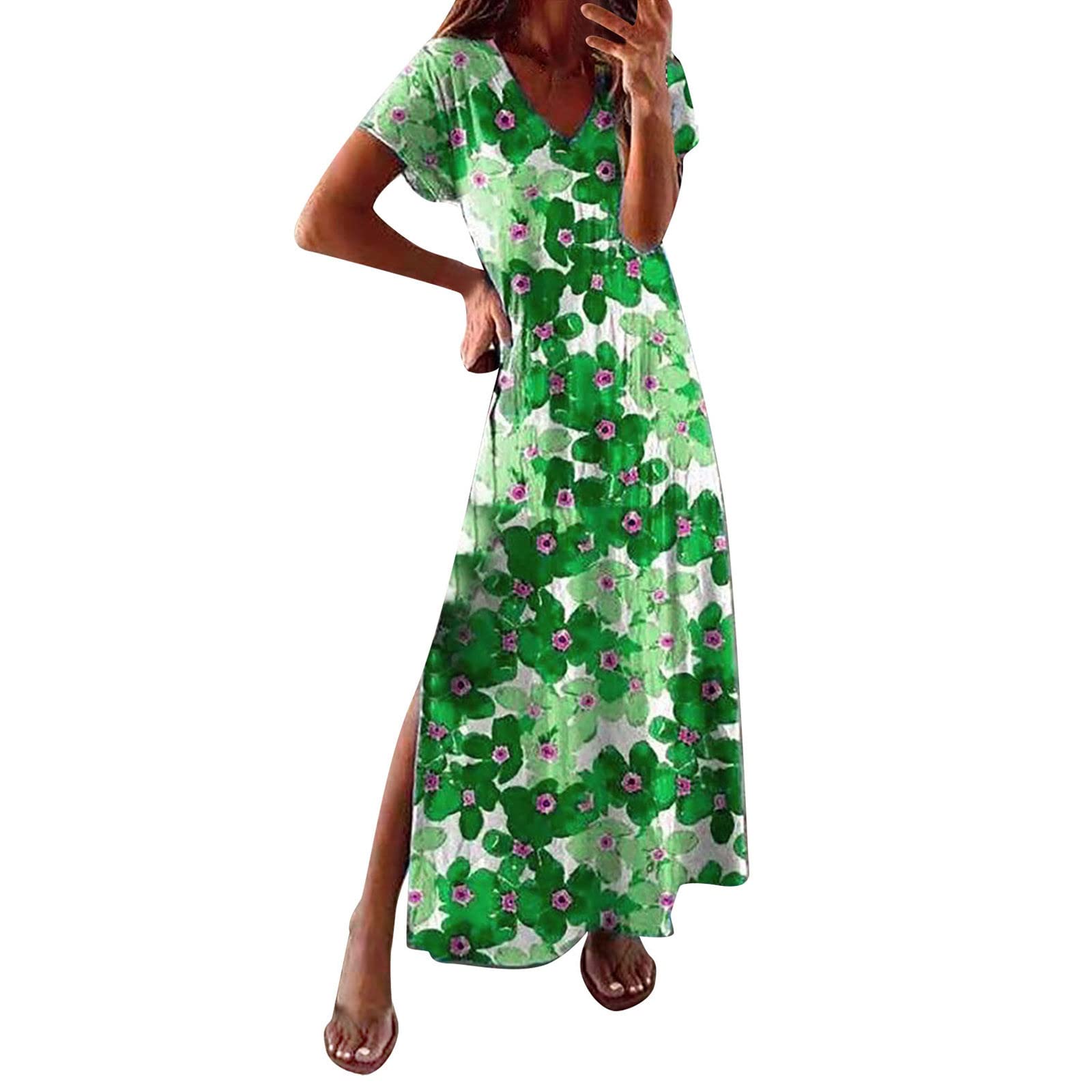 KCocoo Women's Plus Size Linen Maxi Dress - Halter Neck Casual Summer Dress for Beach, Vacation & Everyday Wear