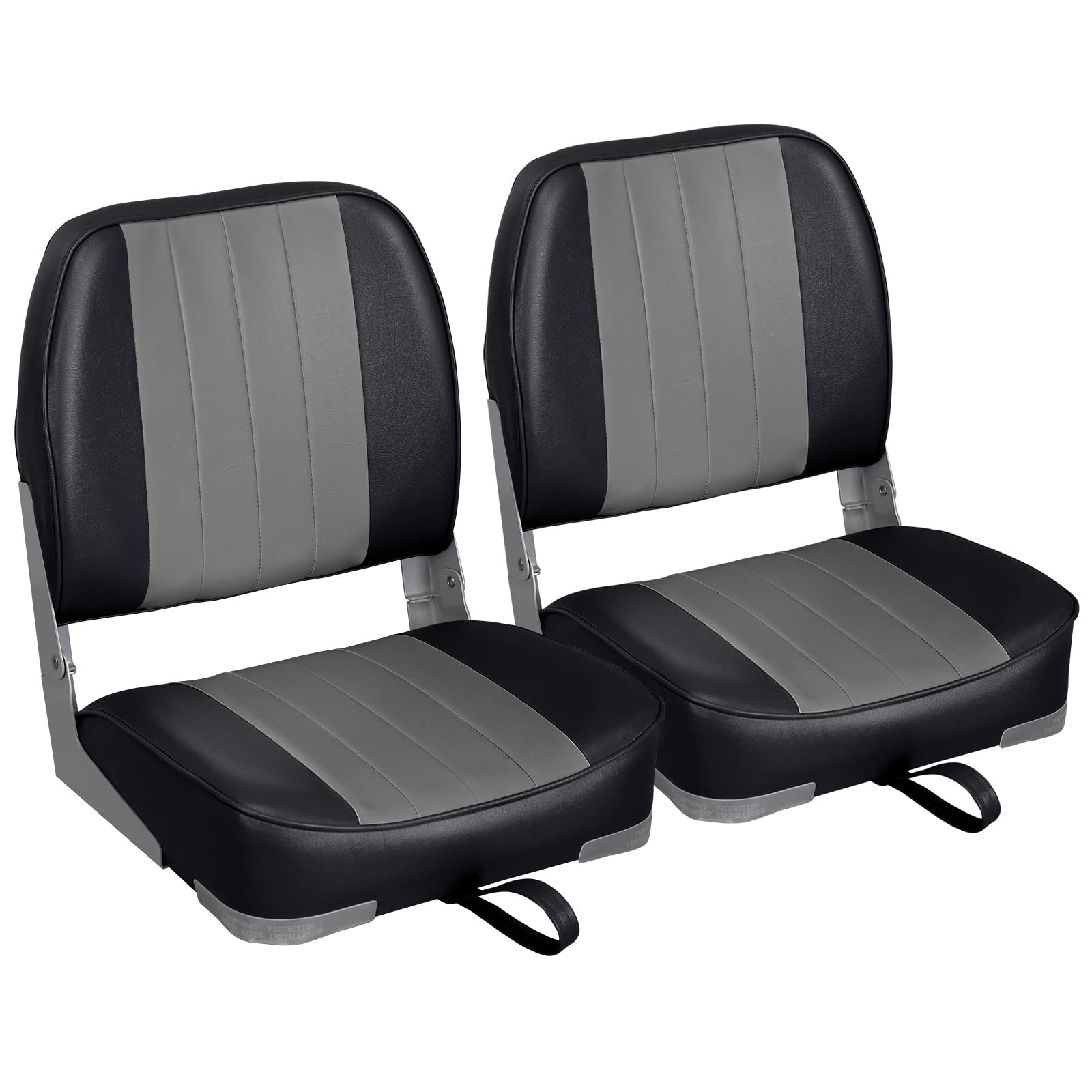 Leader Accessories Low Back Folding Boat Seats - 2 Pack Waterproof Marine Chairs for Fishing, Pontoon, and Deck Boating | Comfortable & Durable Outdoor Seating