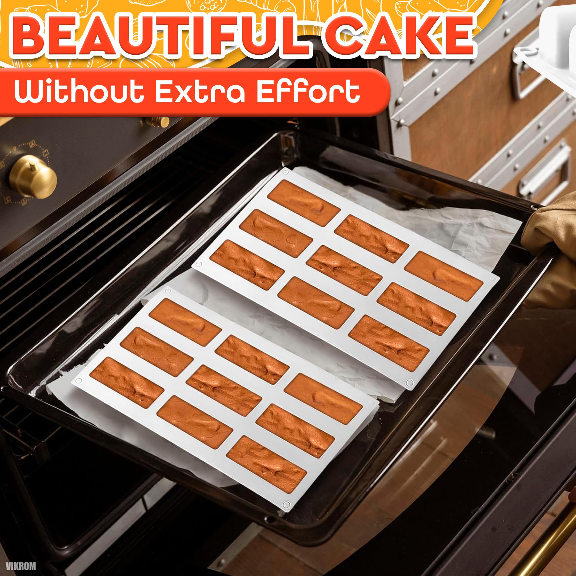 VIKROM 9-Cavity 3D Cylinder Silicone Baking Mold - Reusable Twinkie Pan, Cake Roll & Granola Bar Mold for Professional Desserts - Perfect for Birthday Cakes, Party Treats & Homemade Snacks