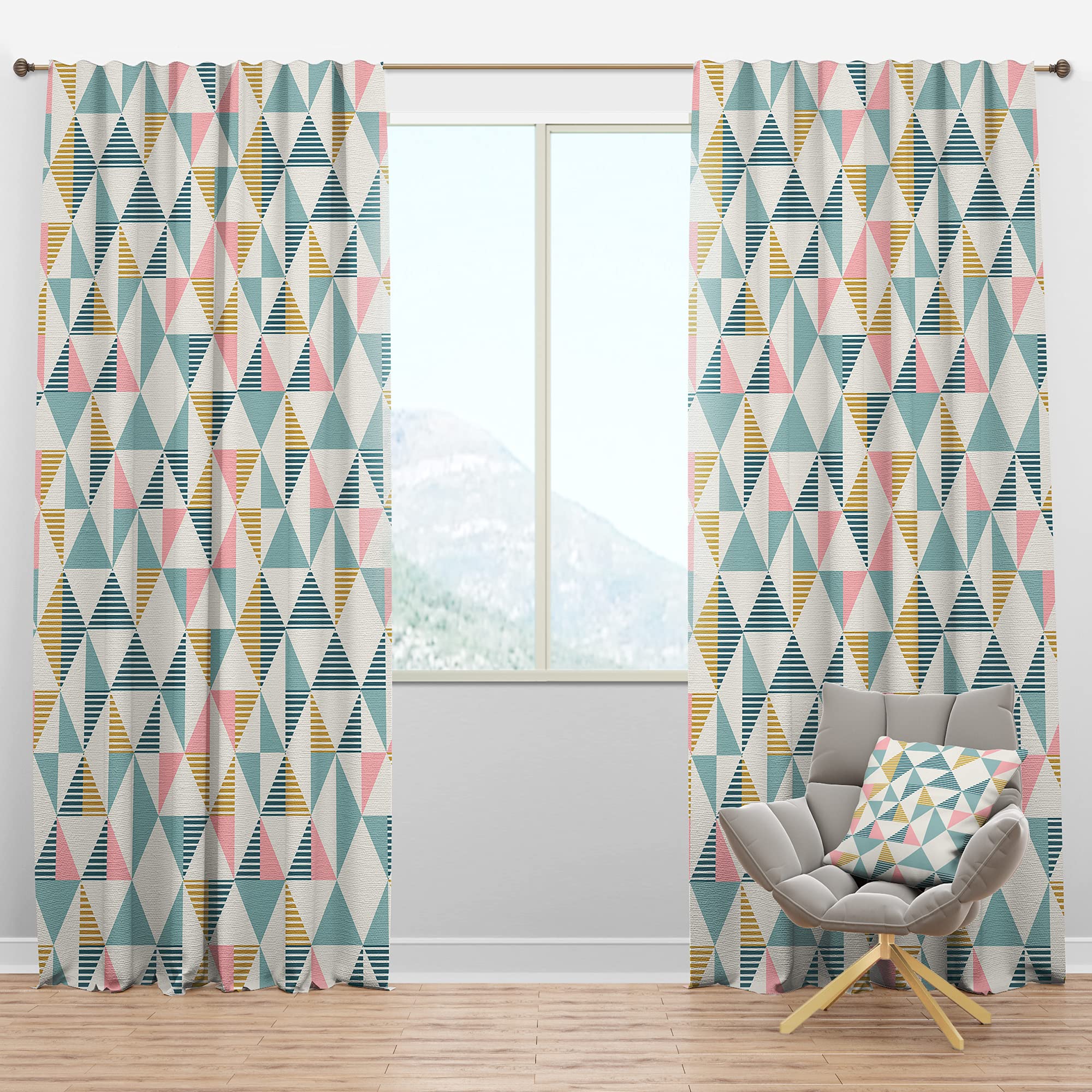 DesignQ Blackout Curtains 'Diamond Retro I' - Thermal Insulated Single Panel (52x84 inches) - Noise Reducing & Energy Saving Window Drapes for Bedroom, Living Room, Home Theater - Perfect for Shift Workers & Light Sleepers