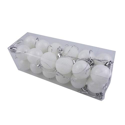 24-Pack 3cm Christmas Tree Ball Ornaments - Green & White Hanging Baubles for Xmas Party Decorations | Perfect for Holiday Tree, Home, and Office Decor