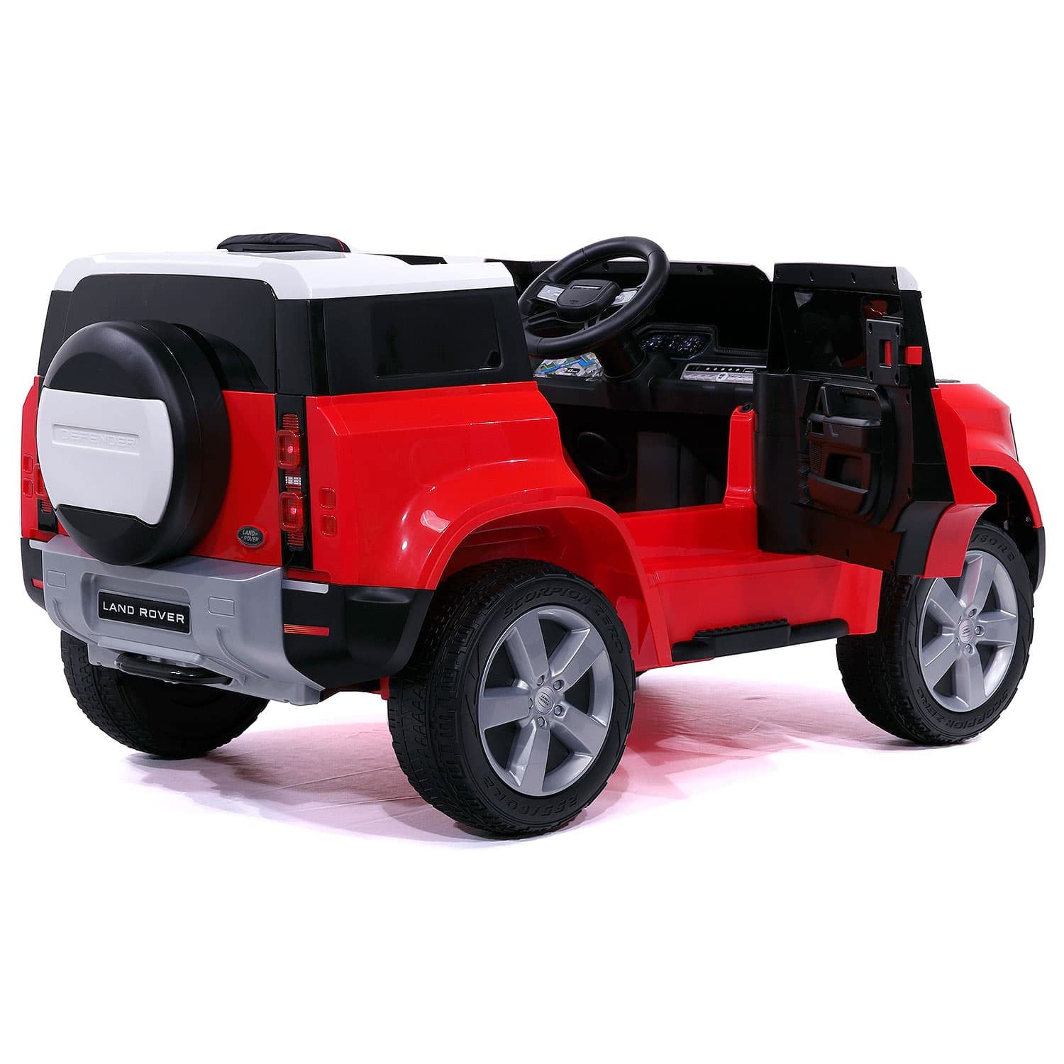 Modern Kids Land Rover Defender 12V Electric Ride-On Car with Parental Remote Control, MP3/USB Music Player, Leather Seat & LED Lights - Red Off-Road Adventure Vehicle for Boys & Girls (Ages 3-8) | Perfect for Outdoor Play, Birthday Gifts & Backyard Driving Fun