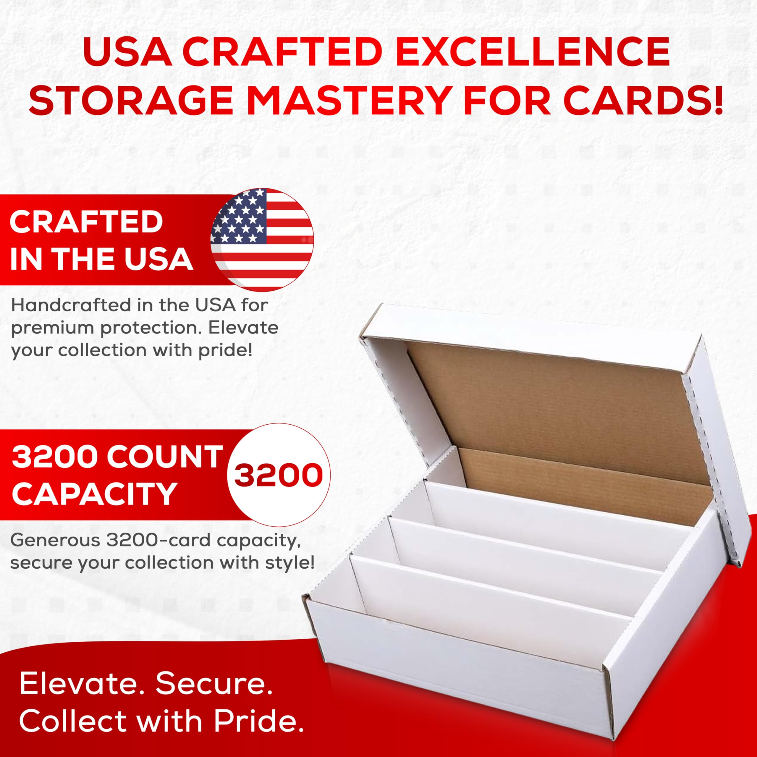 Premium 3200-Count Heavy Duty Trading Card Storage Box - 4 Row Organizer with 200LB Strength - Perfect for Football, Basketball, Baseball & Gaming Cards Collection - Made in USA - Ideal for Collectors, Card Shops & Home Organization