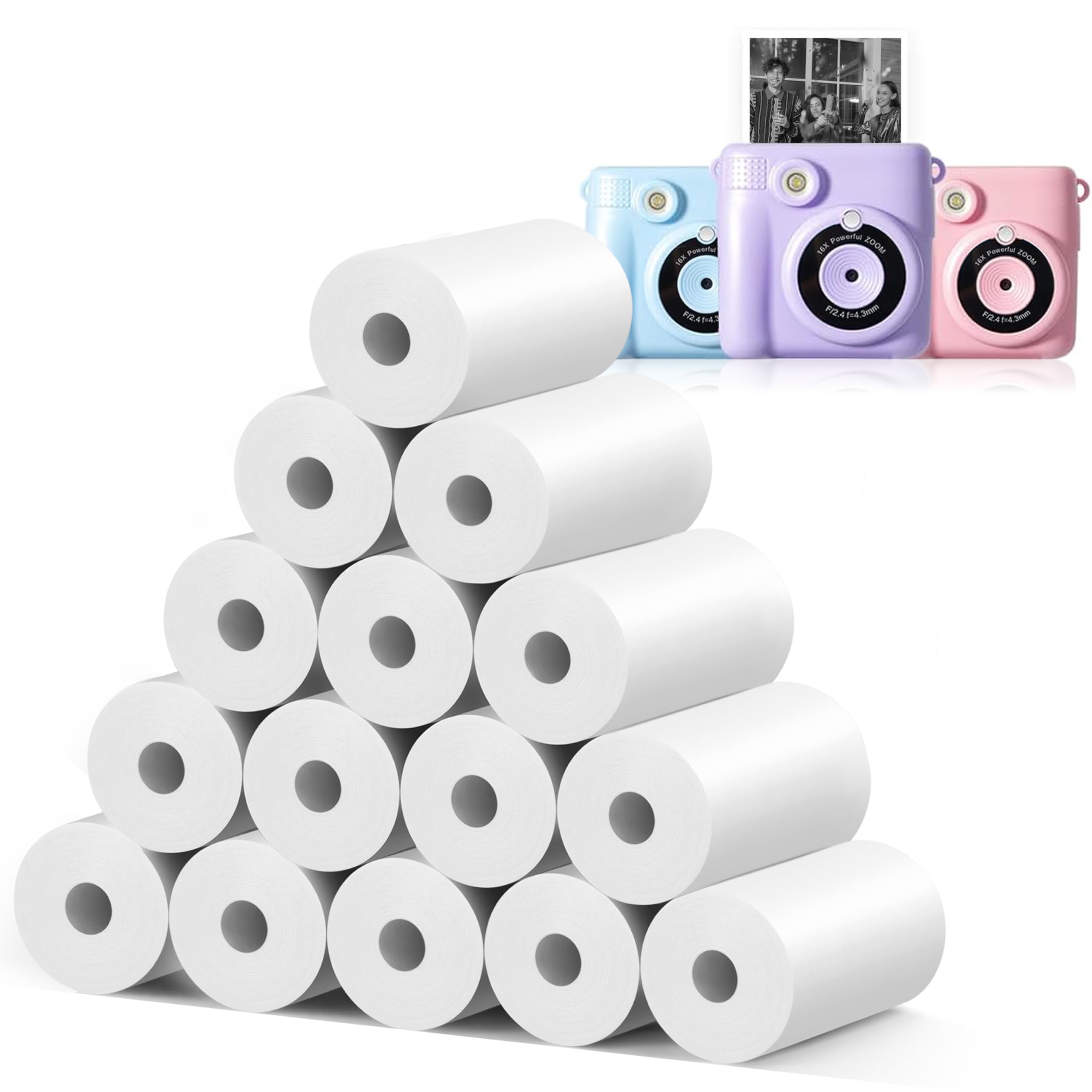 15 Rolls Instant Camera Refill Print Paper - High Quality Photo Paper for Kidizoom & Most Kids Instant Cameras - Perfect for Birthday Parties, Travel Memories & DIY Photo Projects