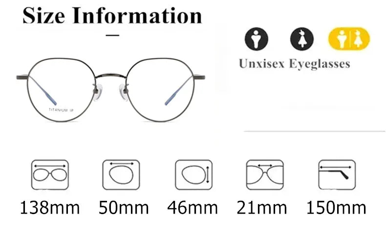 Aimee Women's Full Rim Flat Top Round Titanium Eyeglasses Frame 13850 - Lightweight & Durable for Work, Reading & Fashion