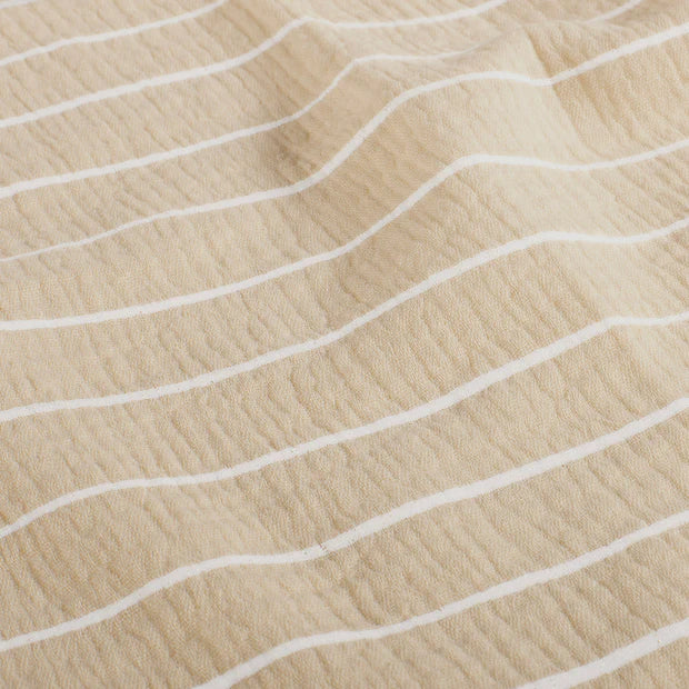 Soft Cream Stripes Double Gauze Fabric - Breathable & Lightweight for Baby Clothes, Summer Dresses & DIY Sewing Projects