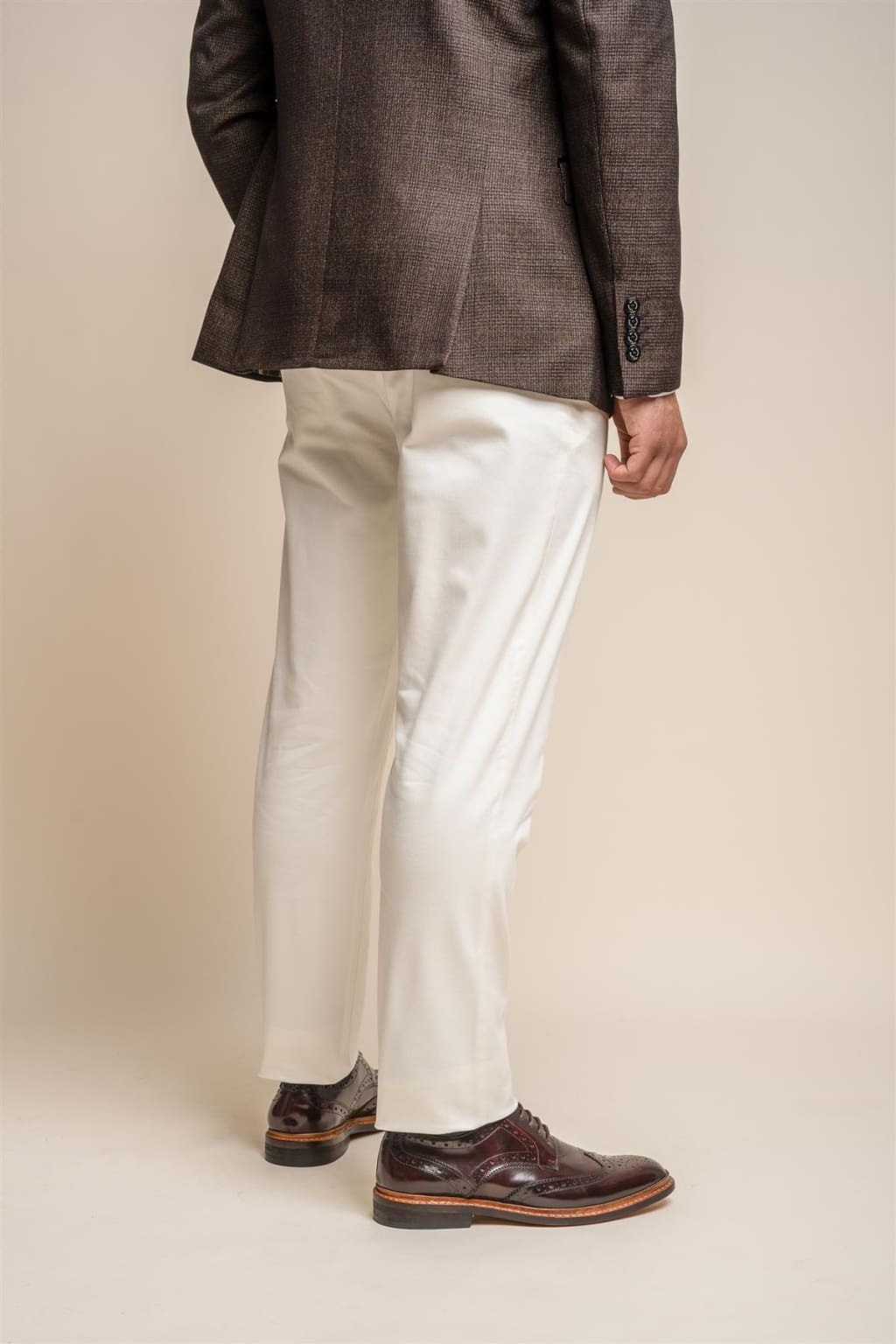 Cavani Men's Dakota Ecru Chino Pants - Classic Slim Fit Casual Trousers for Office, Business & Everyday Wear