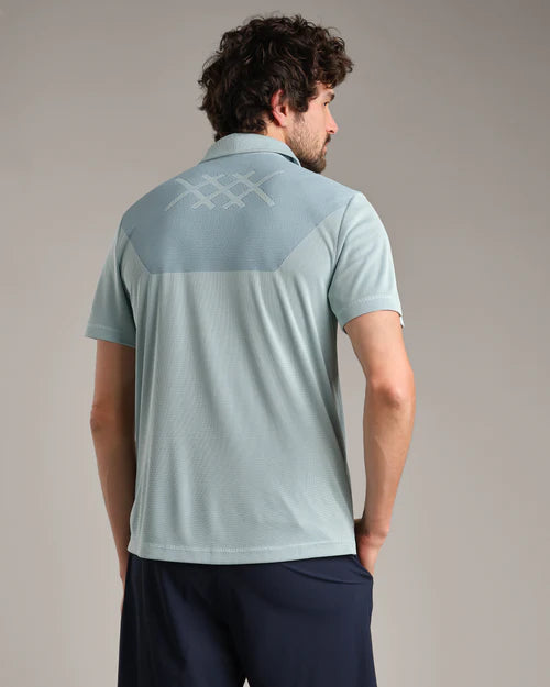 Rhone Men's Cross Court Polo Shirt - Moisture-Wicking Performance Golf & Tennis Shirt in Blue Water - Perfect for Workouts, Casual Wear & Outdoor Activities