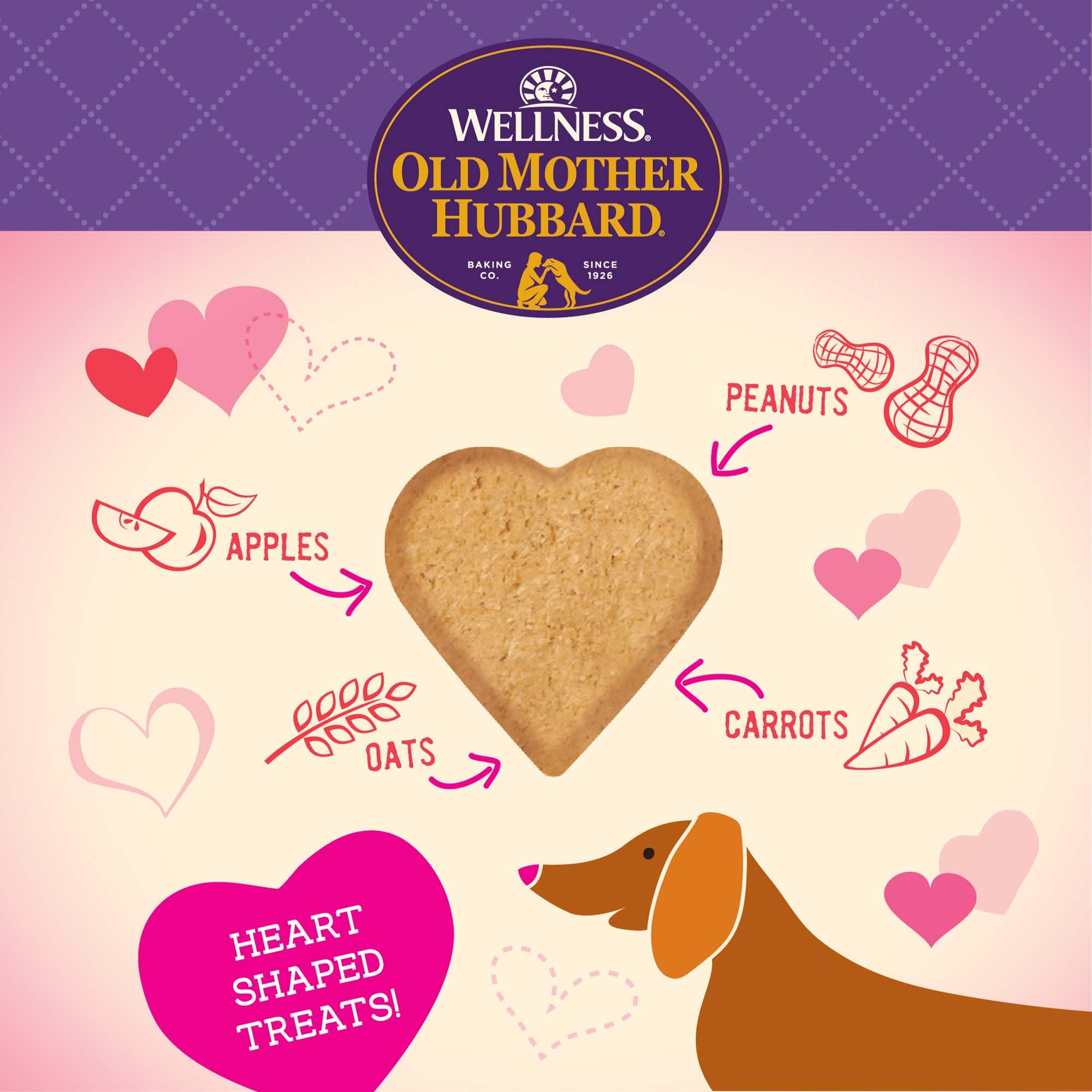 Old Mother Hubbard Wellness Bits of Love P-Nuttier Natural Peanut Butter Dog Treats - 6oz Bag | Healthy Valentine's Day Dog Biscuits | Grain-Free Training Rewards for Small & Large Dogs | Perfect for Special Occasions, Birthday Gifts & Daily Snacks