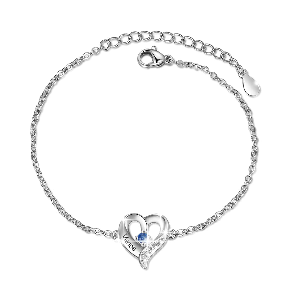Personalized Mom Charm Bracelet with Birthstones - Custom Name Heart Bracelet for Women, Wife, Girlfriend - Family Jewelry Gift for Birthday, Mother's Day | Perfect for Everyday Wear, Special Occasions & Heartfelt Gifting