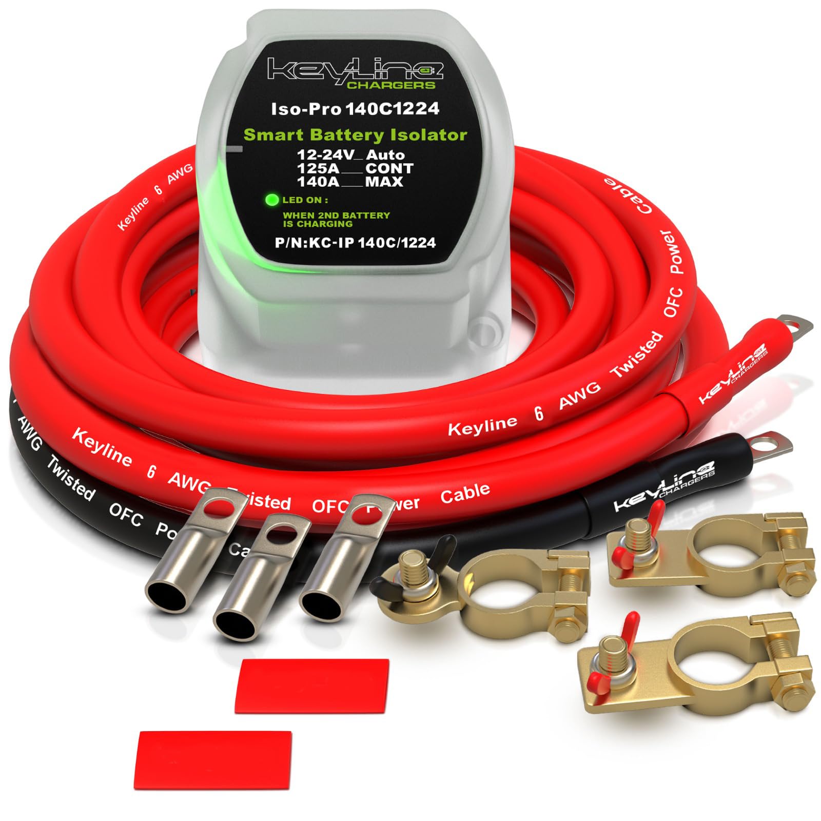 Dual Battery Isolator Kit 140Amp - 12V/24V Multi-Voltage VSR Automatic Disconnect Switch for Marine, Solar, RV, ATV, UTV & Car Applications | Perfect for Boats, Off-Grid Power & Vehicle Electrical Systems