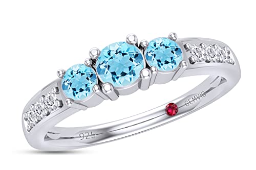 Natural Aquamarine White Gold Over Silver