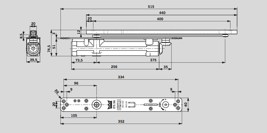 ITS 96 EN 3 6 Heavy Duty Commercial Door Closer - Adjustable Spring Tension for Smooth Closing - Perfect for Office Buildings, Schools, and Retail Stores