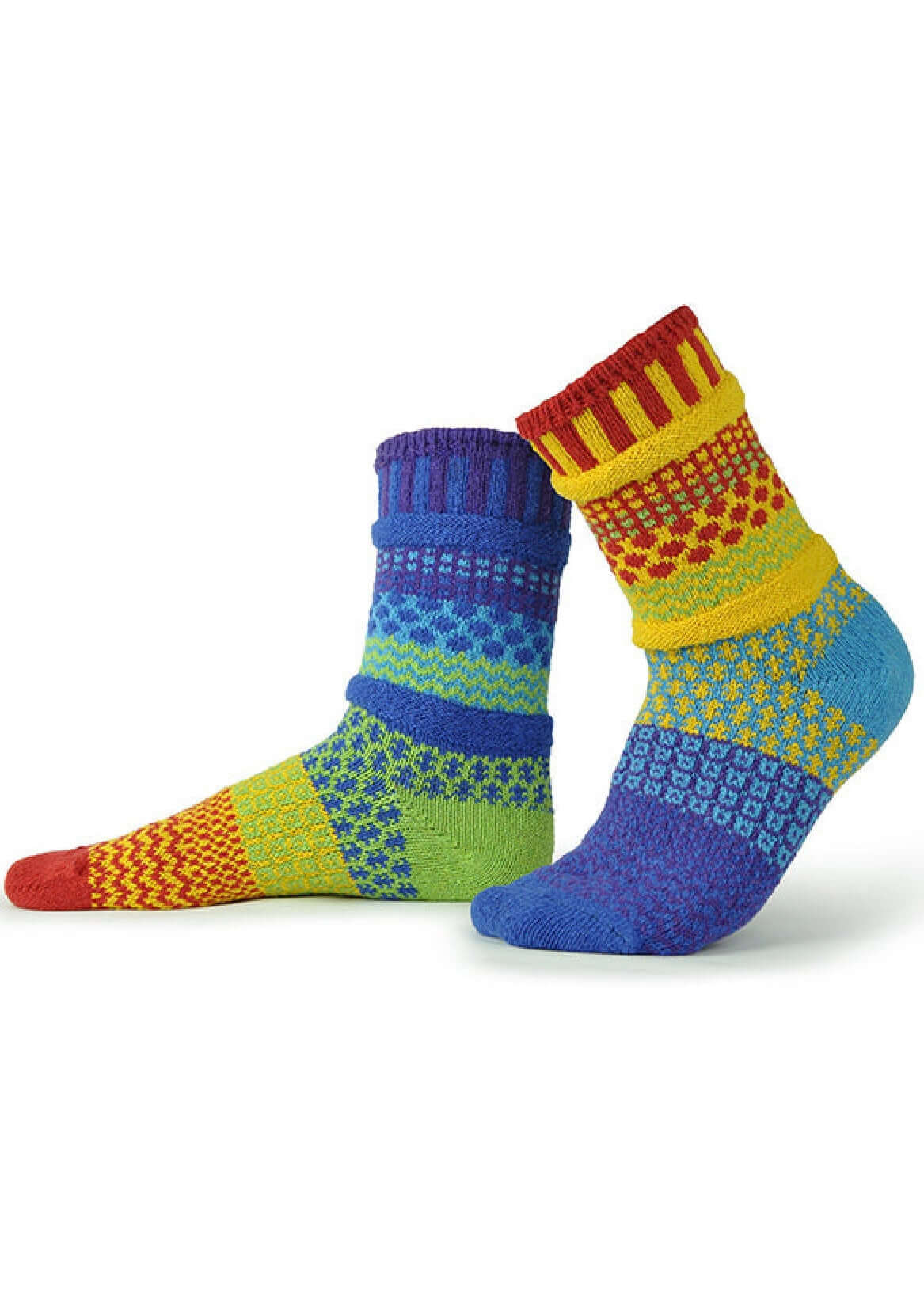 RAINBOW Knitted Crew Socks - Made in USA - Comfortable & Colorful Casual Socks for Women & Men - Perfect for Everyday Wear, Gifts, and Fashion Outfits