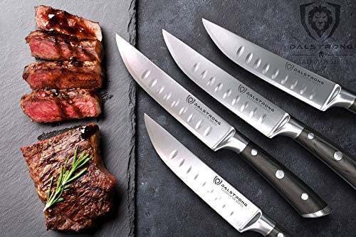 4-Piece Straight Edge Steak Knife Set - Gladiator Series - NSF Certified Professional Kitchen Knives - Dalstrong © - Perfect for Steak Dinners, BBQ Parties & Fine Dining