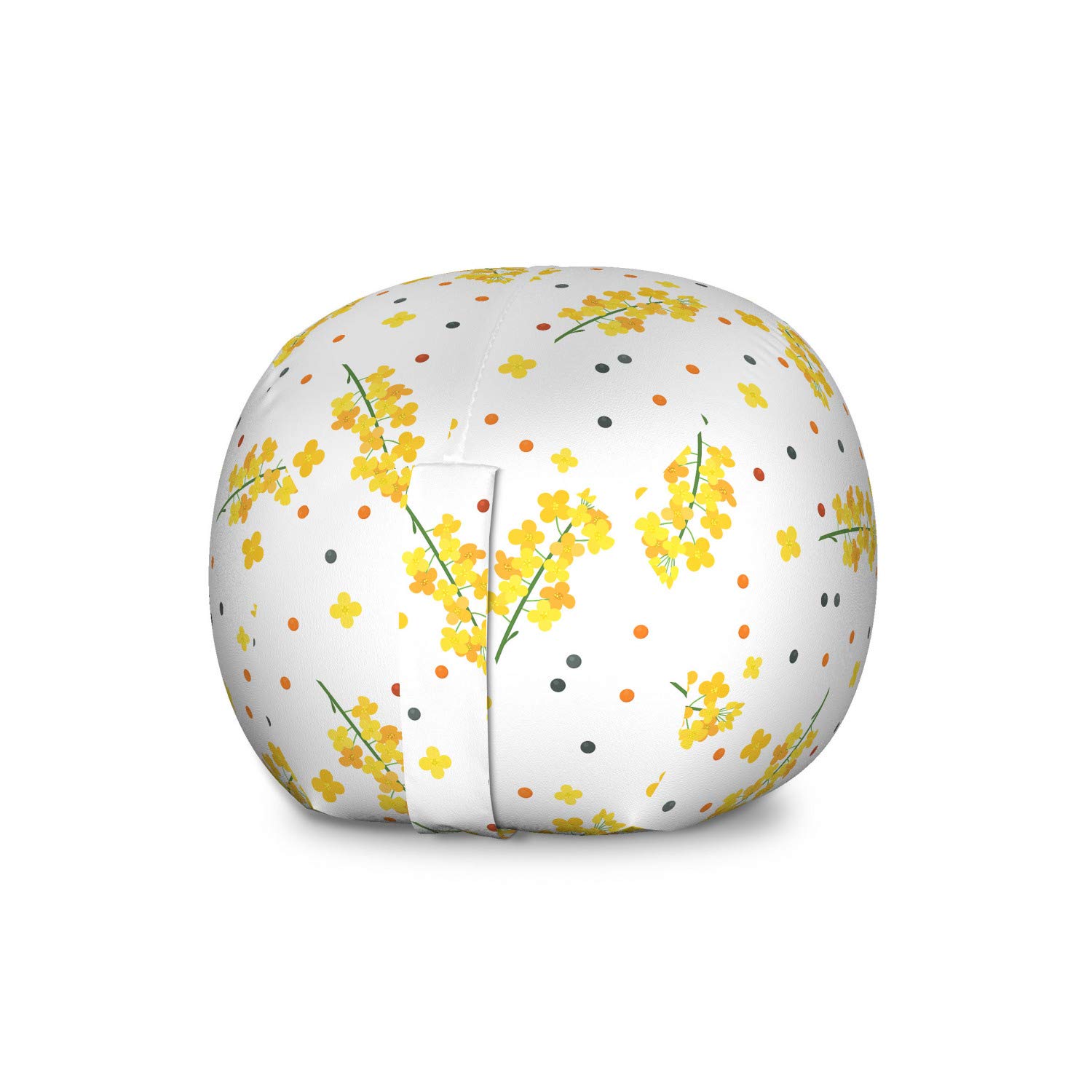 Ambesonne Mustard Floral Branch & Polka Dot Toy Storage Bag Chair - Large Washable Stuffed Animal Organizer for Kids' Room, Nursery, or Playroom Decor