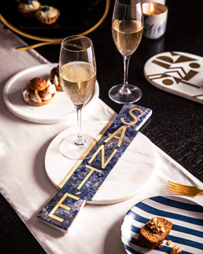 Serein Sante Inlay Marble Charcuterie Cheese Board - Premium Stone Cutting Board with Gemstone Design - Perfect for Serving Cheese, Charcuterie, Fruits & Desserts - Elegant Vanity Tray for Jewelry & Cosmetics Organization