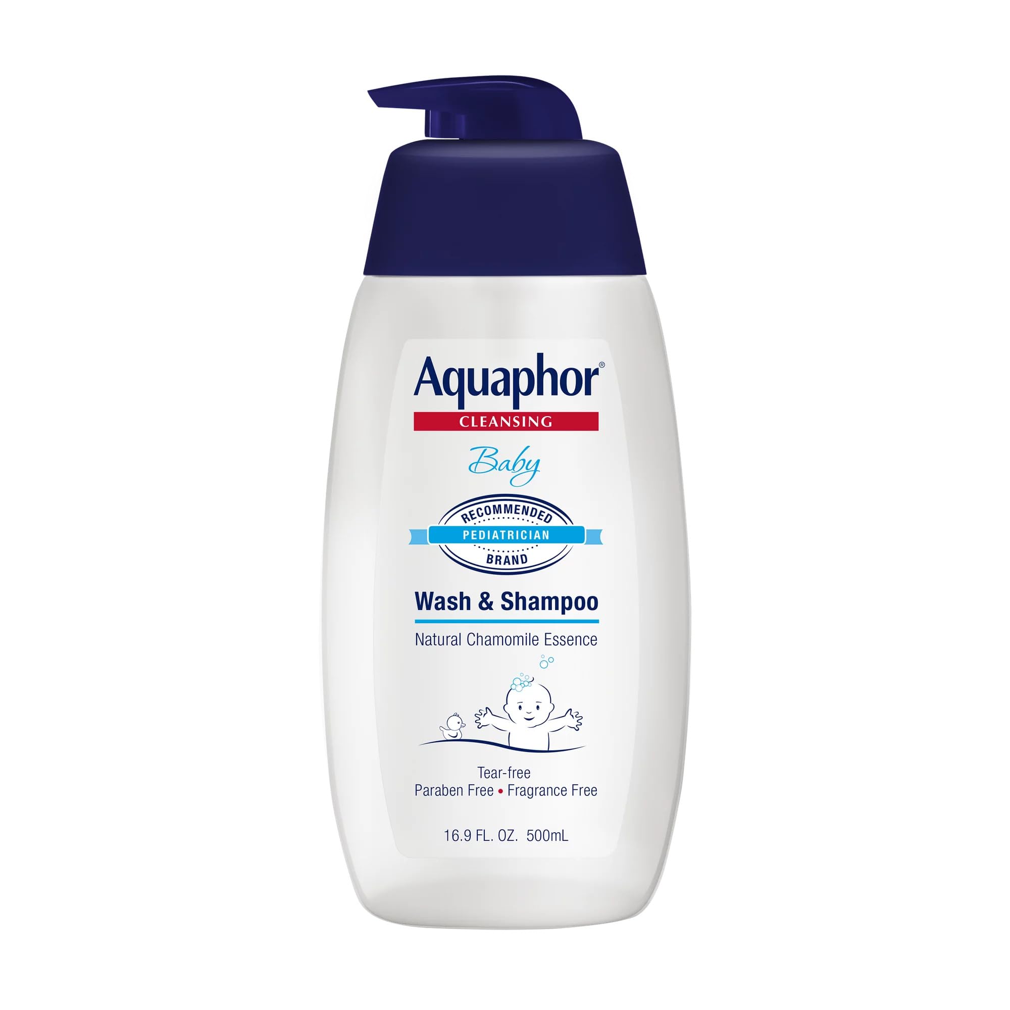 Aquaphor Baby Cleansing Wash & Shampoo - 16oz (500ml) Gentle Tear-Free Formula - 2 Pack - Perfect for Newborn Bath Time & Sensitive Skin Care