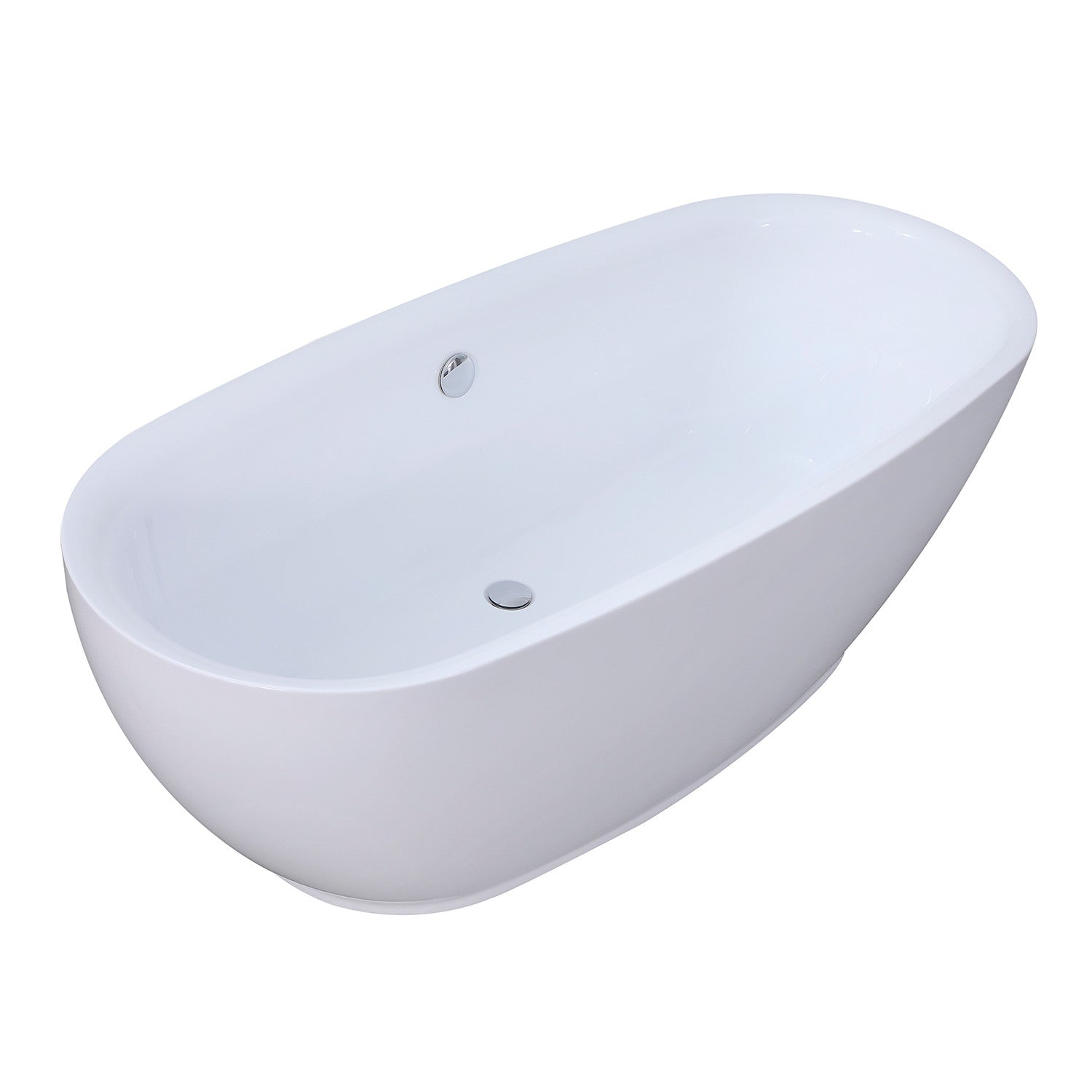Aqua Eden 67-Inch Freestanding Acrylic Oval Bathtub - Glossy White Double-Ended Soaking Tub with Drain | Luxury Bathroom Upgrade for Spa-Like Relaxation at Home