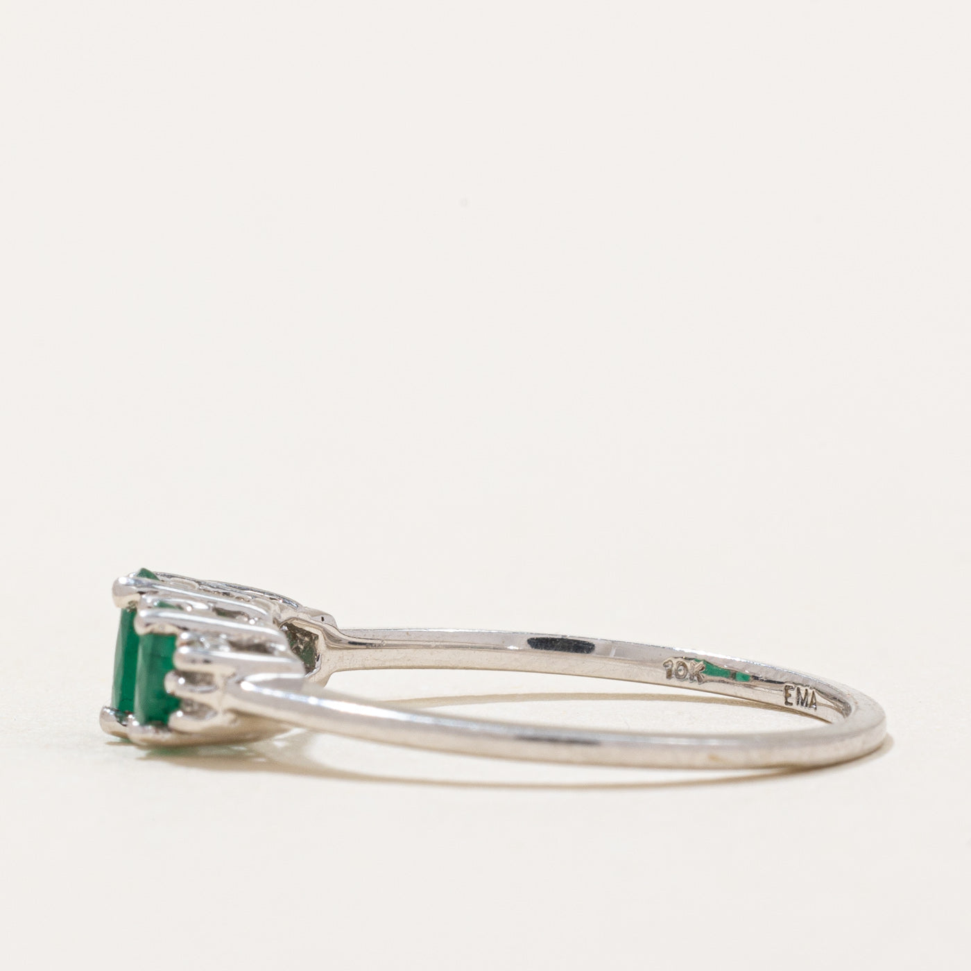 Emerald and Diamond Ring 0.50ctw with 0.02ctw Diamonds - Size 7 - Elegant Wedding Band, Anniversary Gift for Her, Perfect for Engagement & Special Occasions