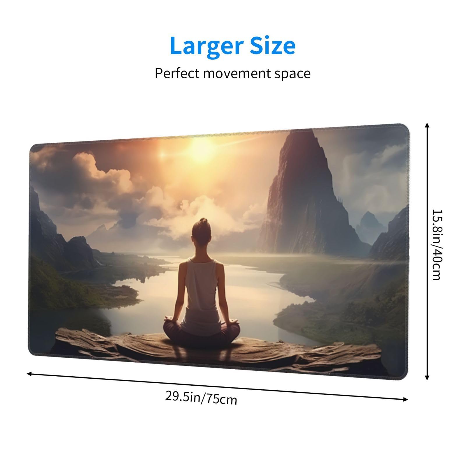 YYHWHJDE Extra Large Yoga Meditation Mouse Pad 16 x 29.5 Inches - Non-Slip, Durable Office & Gaming Desk Mat with Strong Adhesion - Perfect for Meditation, Work, and PC Gaming Setup