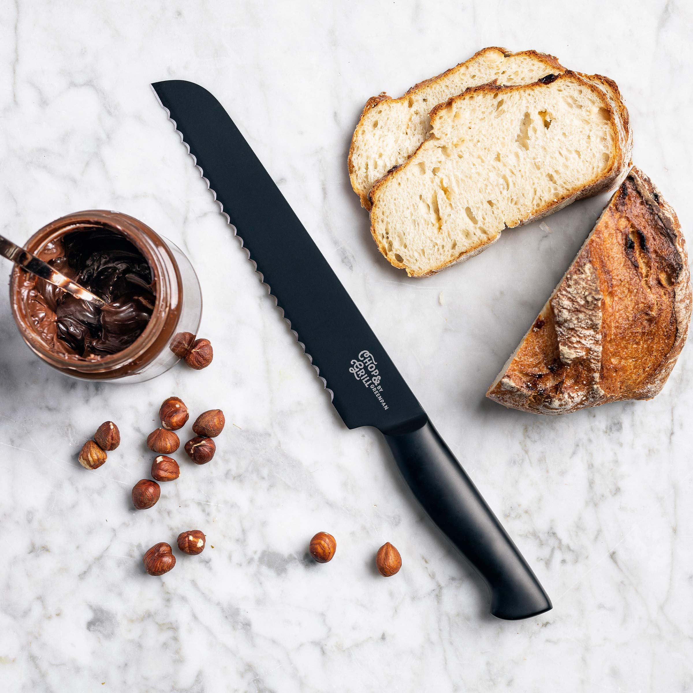 GreenPan Premium Ceramic-Coated Chop & Grill Bread Knife - Sharp Stainless Steel Blade for Slicing Bread, Meat & Vegetables - Perfect for Kitchen, BBQ & Outdoor Cooking