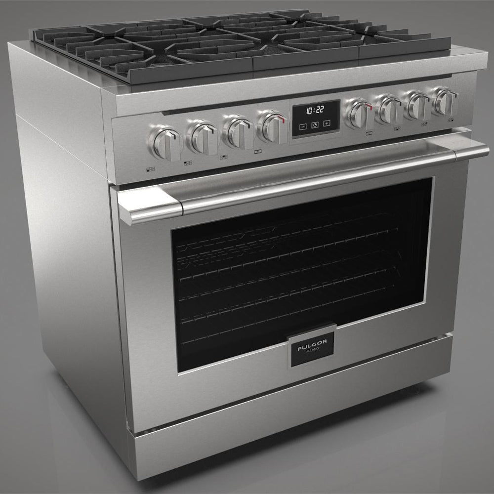 Fulgor Milano 36-Inch 400 Series Accento All Gas Range - Stainless Steel (F4PGR366S2) | Professional Gas Stove for Home Kitchen, Restaurant & Commercial Use