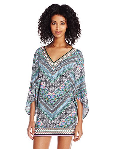 LAUNDRY BY SHELLI SEGAL Women's Bohemian Tulip Print Tunic Cover Up - Beachwear, Poolside Dress, Summer Vacation Outfit