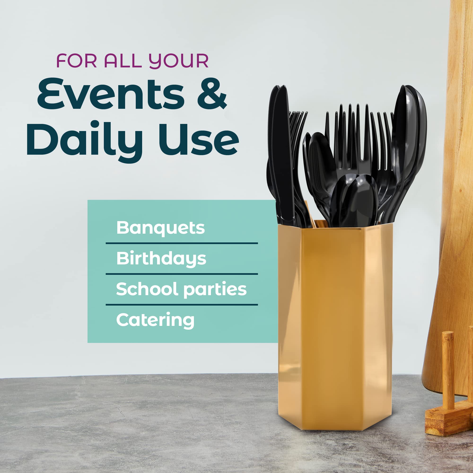 Heavy Duty Disposable Plastic Forks - 500 Pack for Parties, Events & Celebrations - Durable Plastic Cutlery for BBQ, Picnics, Catering & Outdoor Dining