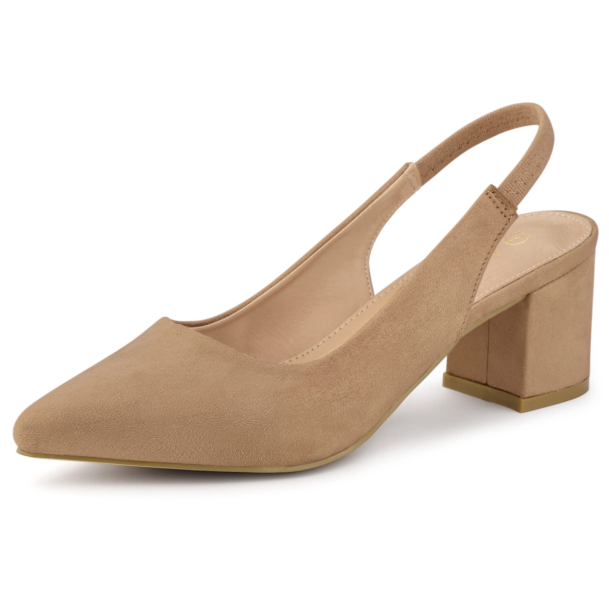 Allegra K Women's Pointed Toe Block Heel Pumps Slingback Heels - Comfortable Office & Party Dress Shoes for Women