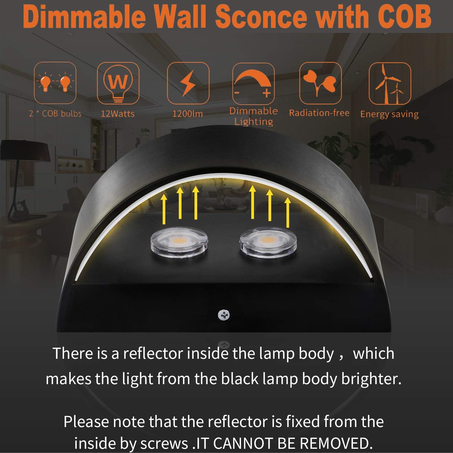 Lightess LED Wall Sconce - Dimmable 12W Modern Lighting for Hallway, Living Room & Bedroom - Warm White Ambience