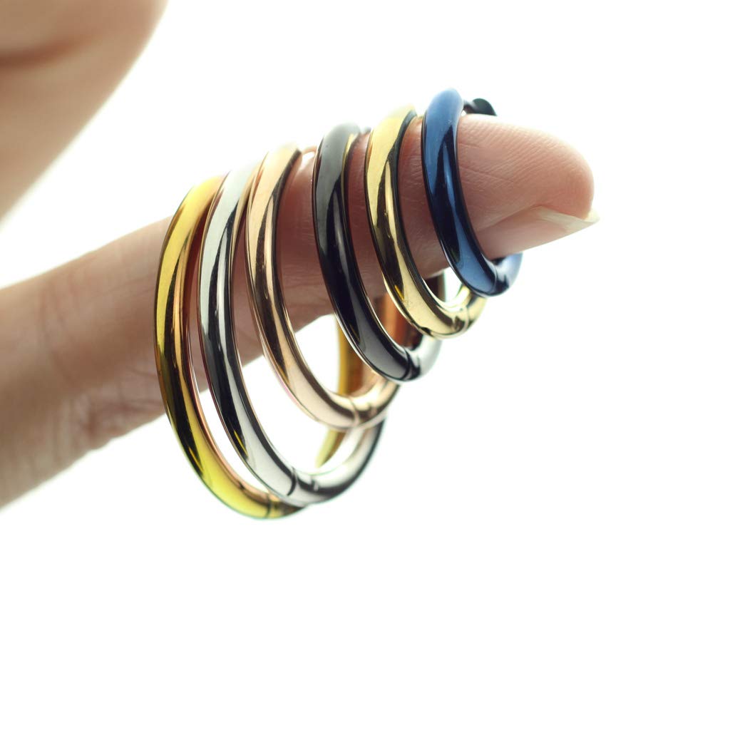 316L Stainless Steel Hinge Hoop Earrings for Women - Blue Seamless Circle Earrings for Daily Wear, Work & Special Occasions