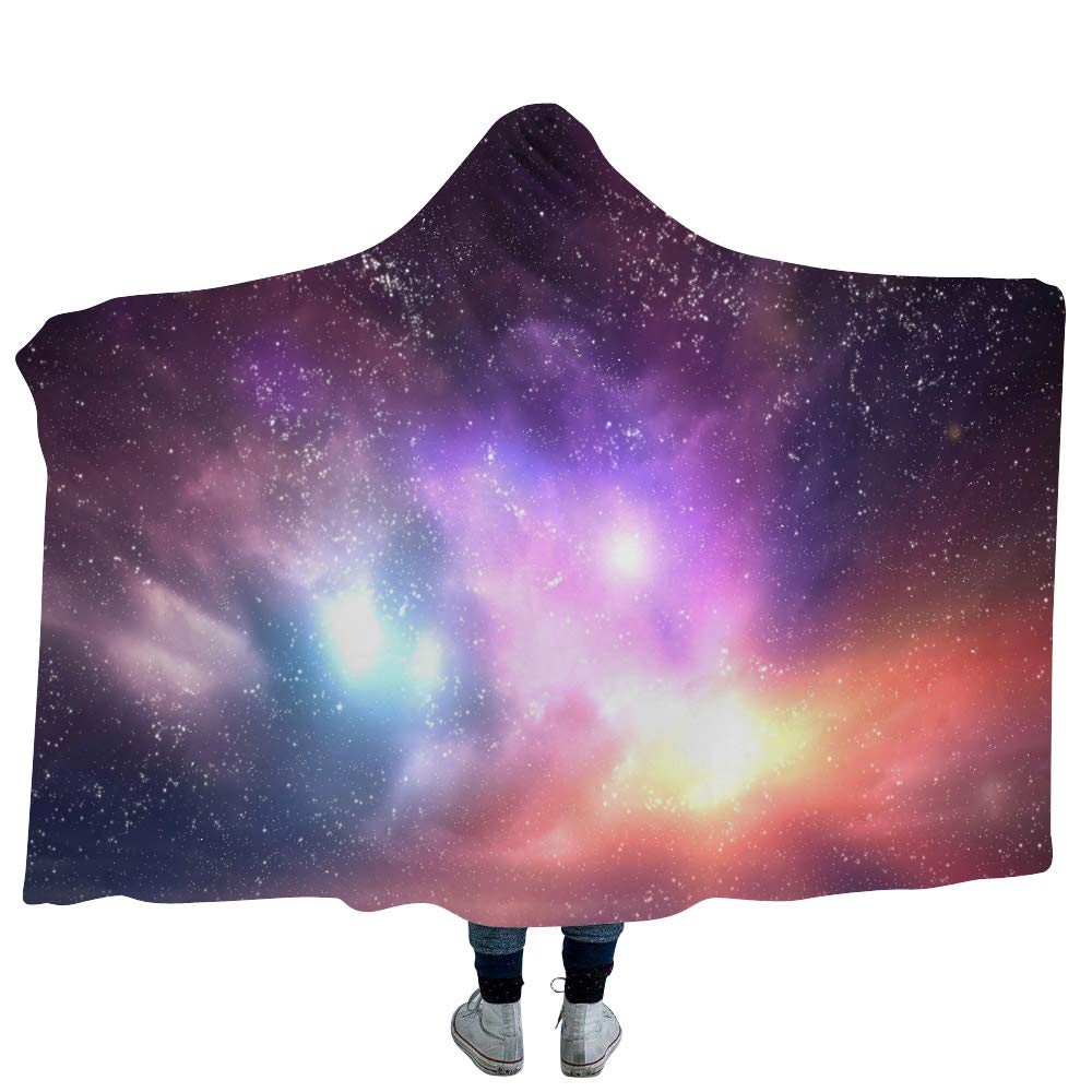 WSHINE Galaxy Starry Fleece Hooded Blanket for Kids & Teens - 50