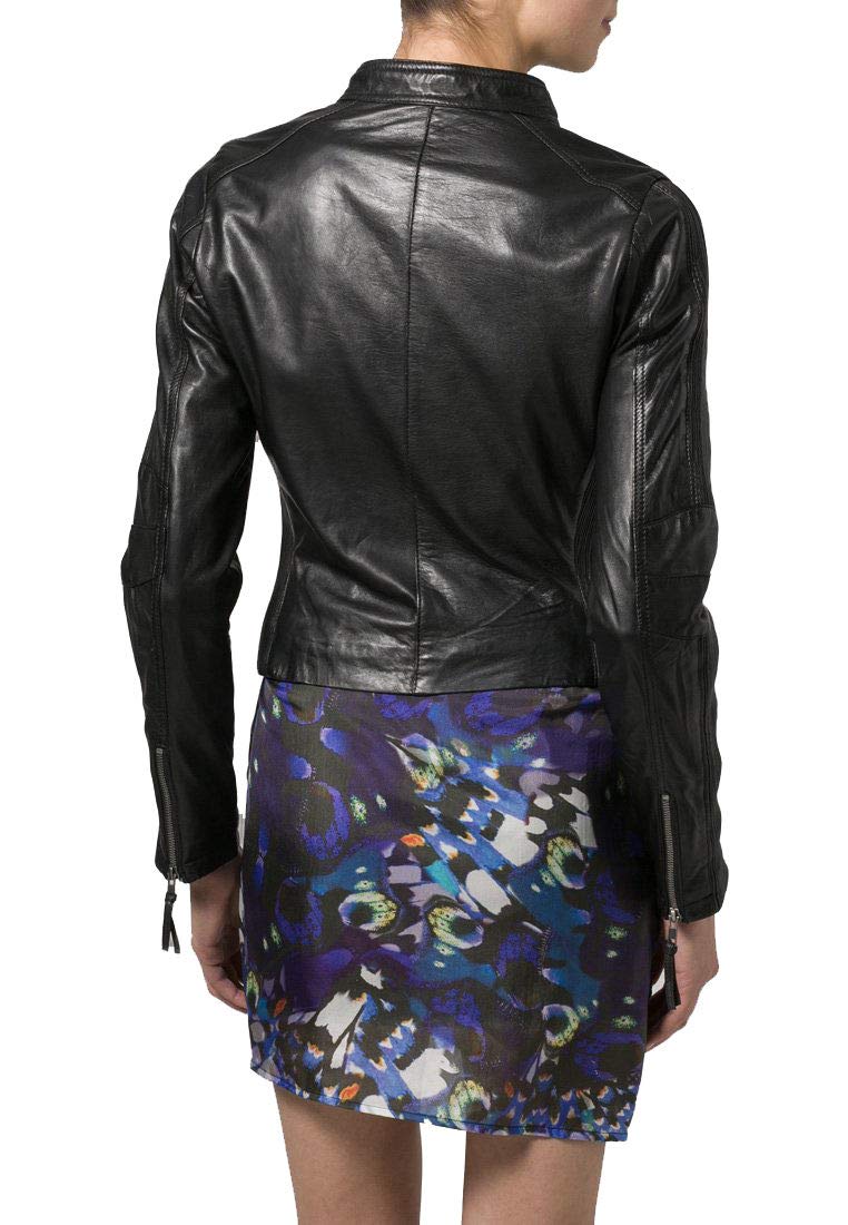 Women's Real Leather Motorcycle Jacket - Quilted Bomber Biker Jacket for Women, Stylish Black Outerwear for Riding & Casual Wear