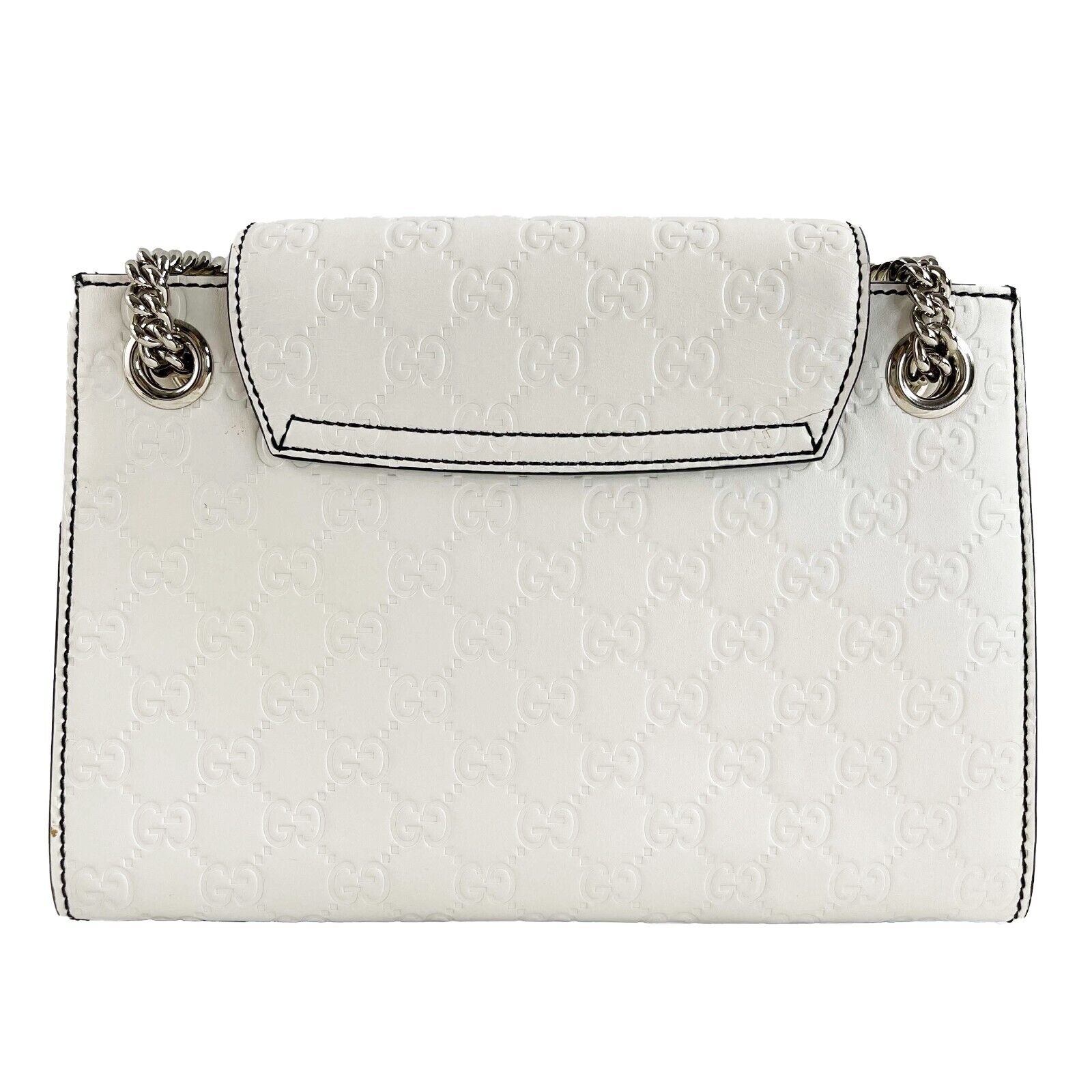Gucci Emily Chain Flap Guccissima Medium Handbag in White | Luxury Designer Crossbody Bag for Women | Perfect for Evening Events, Date Nights & Special Occasions