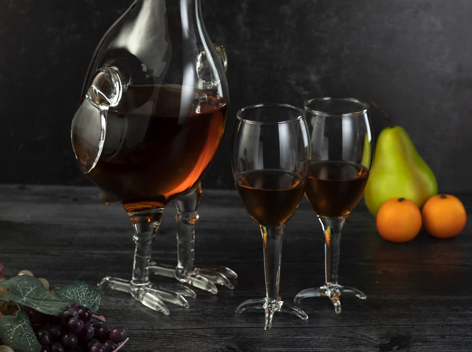 Premium Rooster-Shaped Glass Decanter Set - 500ml Whiskey & Wine Decanter with 2 Matching Glasses - Perfect for Scotch, Bourbon, Vodka & Spirits - Ideal Gift for Whiskey Enthusiasts & Home Bar Decor - Great for Parties, Gifting & Whiskey Tasting Events