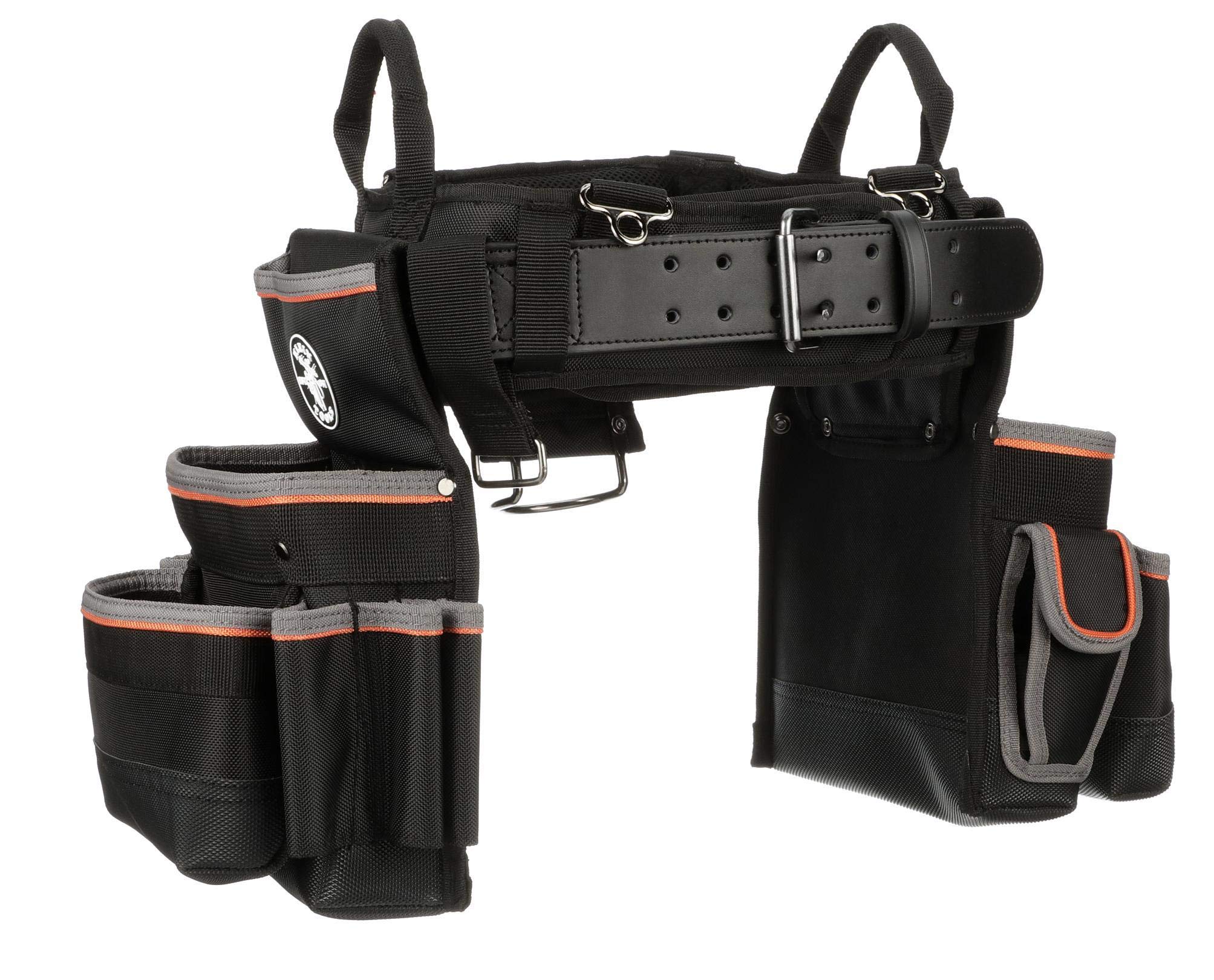 Klein Tools 55428 Tradesman Pro Electrician's Padded Tool Belt & Pouch Set - Large Size for Comfort & Durability | Ideal for Electricians, Construction Workers & DIY Projects