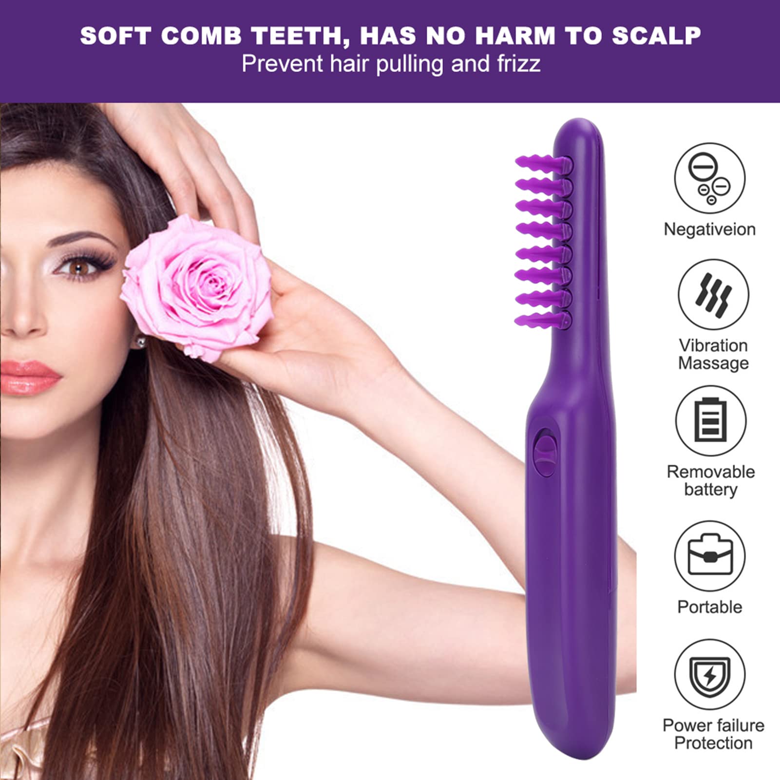 ANGGREK Electric Hair Detangler Comb - Wet & Dry Dual Use, Scalp Massage & Styling Tool for Smooth Tangle-Free Hair - Perfect for Home, Salon & Travel Use