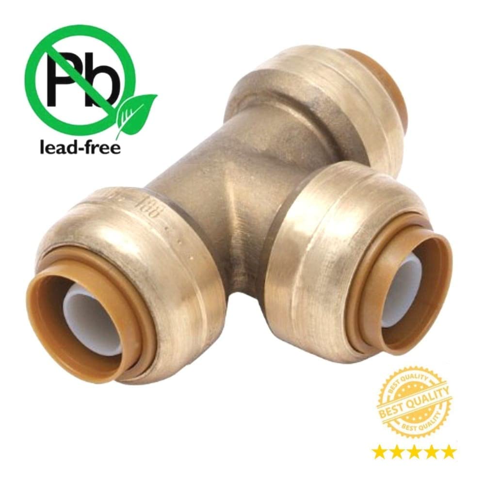 VENTRAL 3/4 Inch Push to Connect Tee Fitting - Brass Plumbing Connector for PEX, Copper & CPVC Pipes - Lead-Free with Stiffener (Pack of 1) - Perfect for Home Plumbing Repairs, DIY Projects & Water Supply Systems